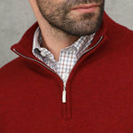 Russet Red Zip Neck 100% Cashmere Sweater