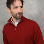 Russet Red Zip Neck 100% Cashmere Sweater