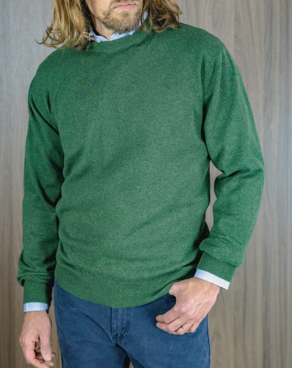 Serpentine Green Crew Neck 100% Cashmere Sweater