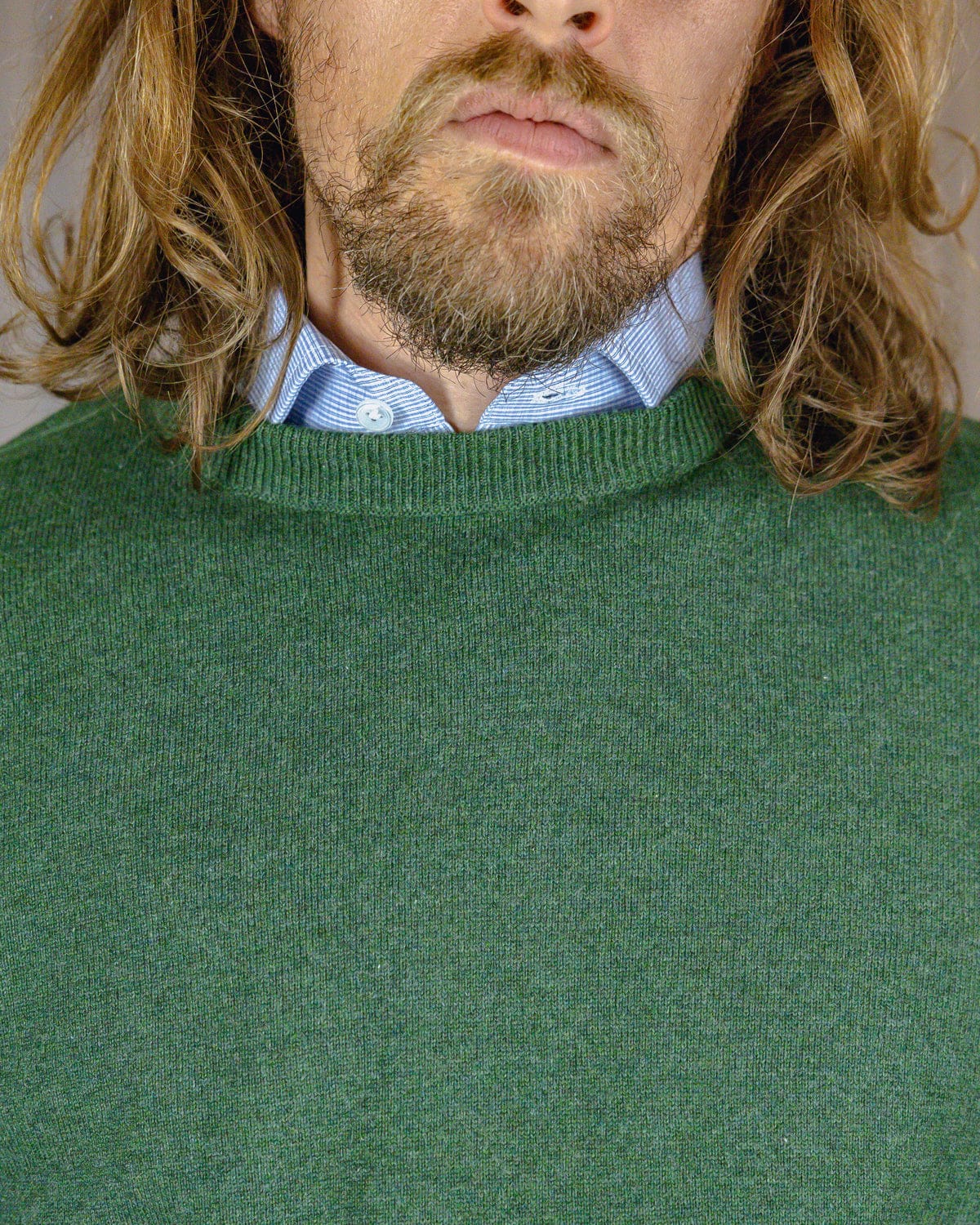 Serpentine Green Crew Neck 100% Cashmere Sweater