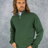 Serpentine Green Zip Neck 100% Cashmere Sweater