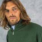 Serpentine Green Zip Neck 100% Cashmere Sweater