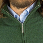 Serpentine Green Zip Neck 100% Cashmere Sweater