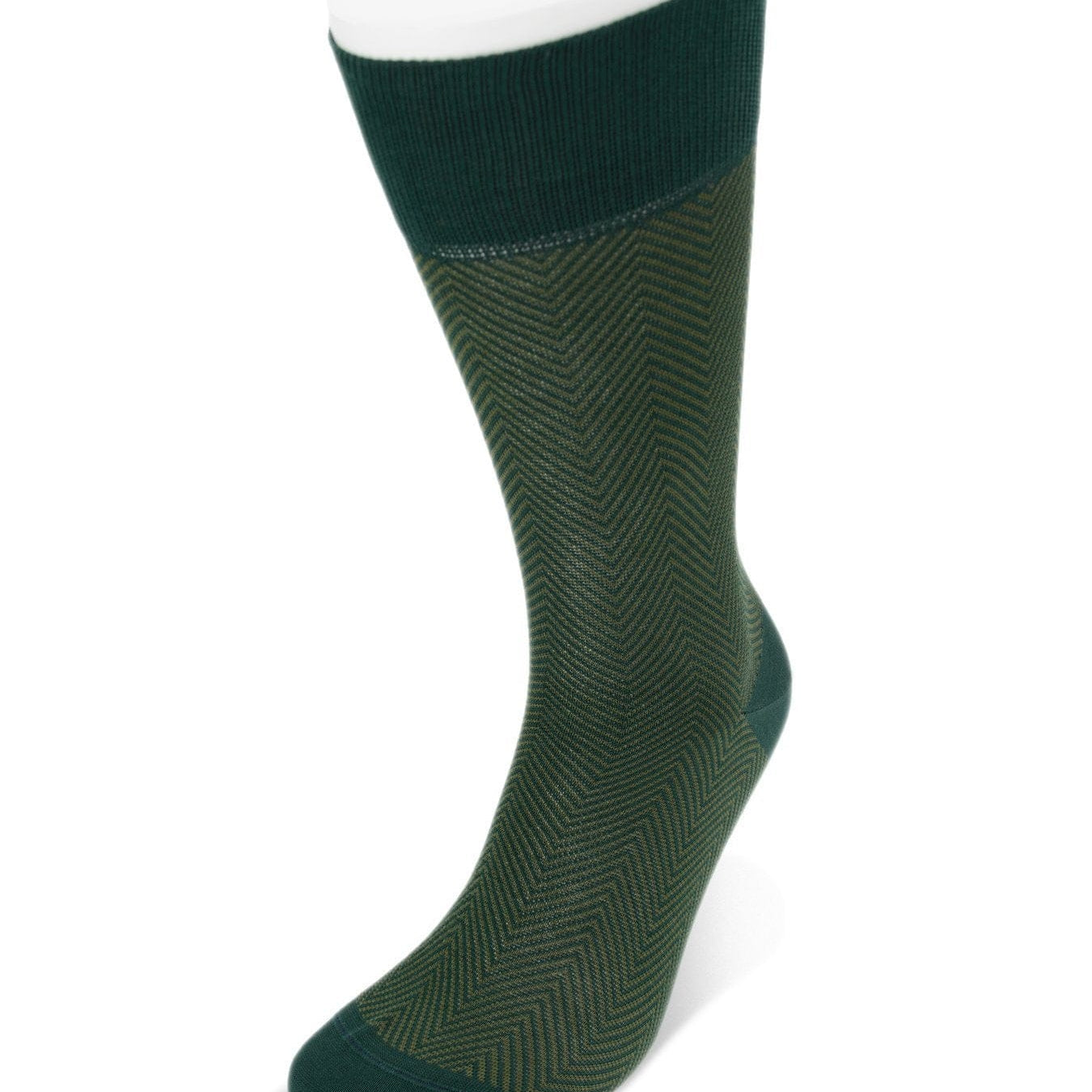 Short Dark Green Herringbone Cotton Socks