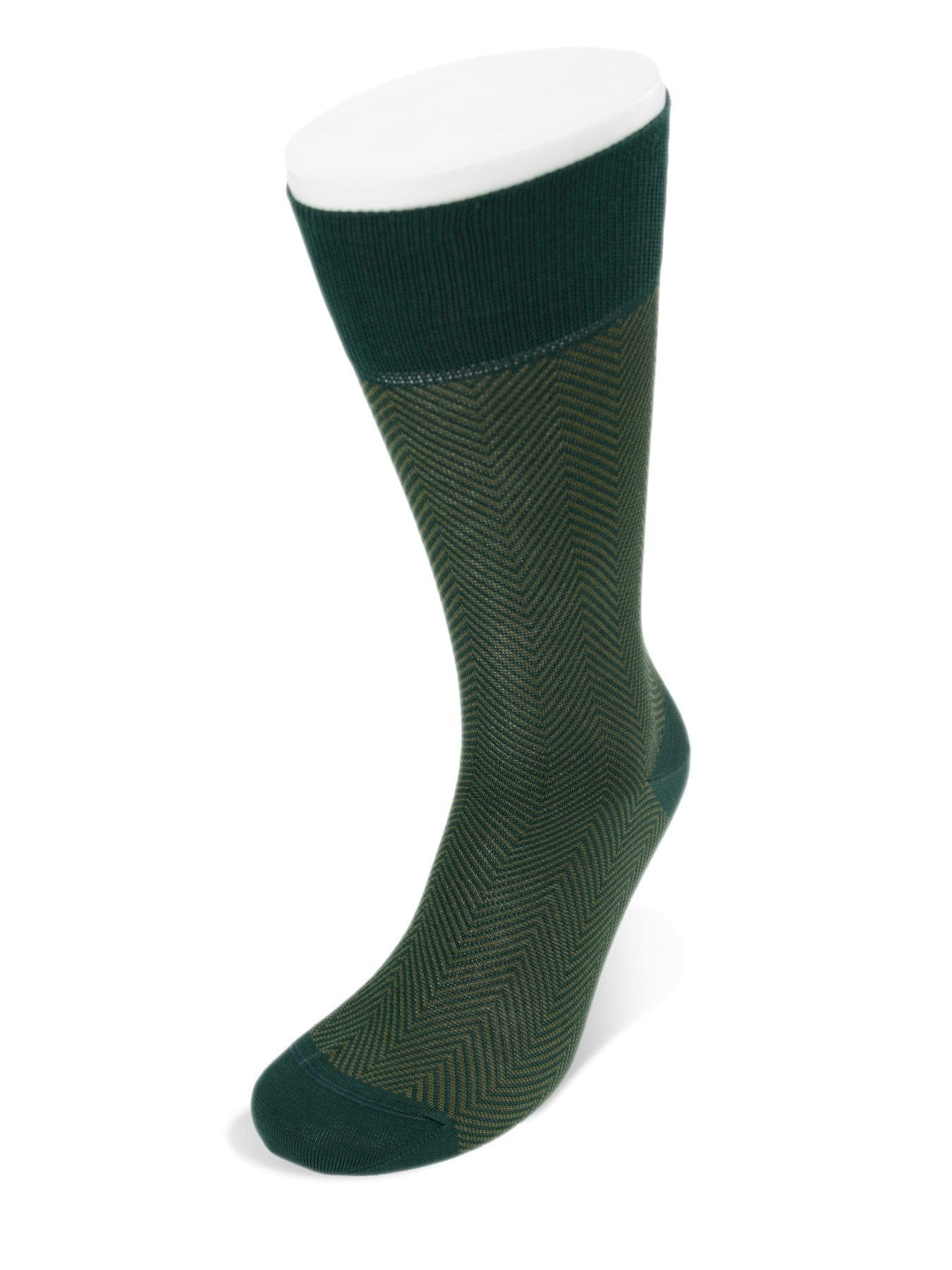 Short Dark Green Herringbone Cotton Socks