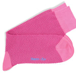 Short Dark Pink Herringbone Cotton Socks