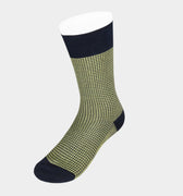 Short Lime Green & Navy Houndstooth Cotton Socks