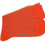 Short Orange Herringbone Cotton Socks