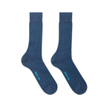 Short Plain Blue Cotton Socks