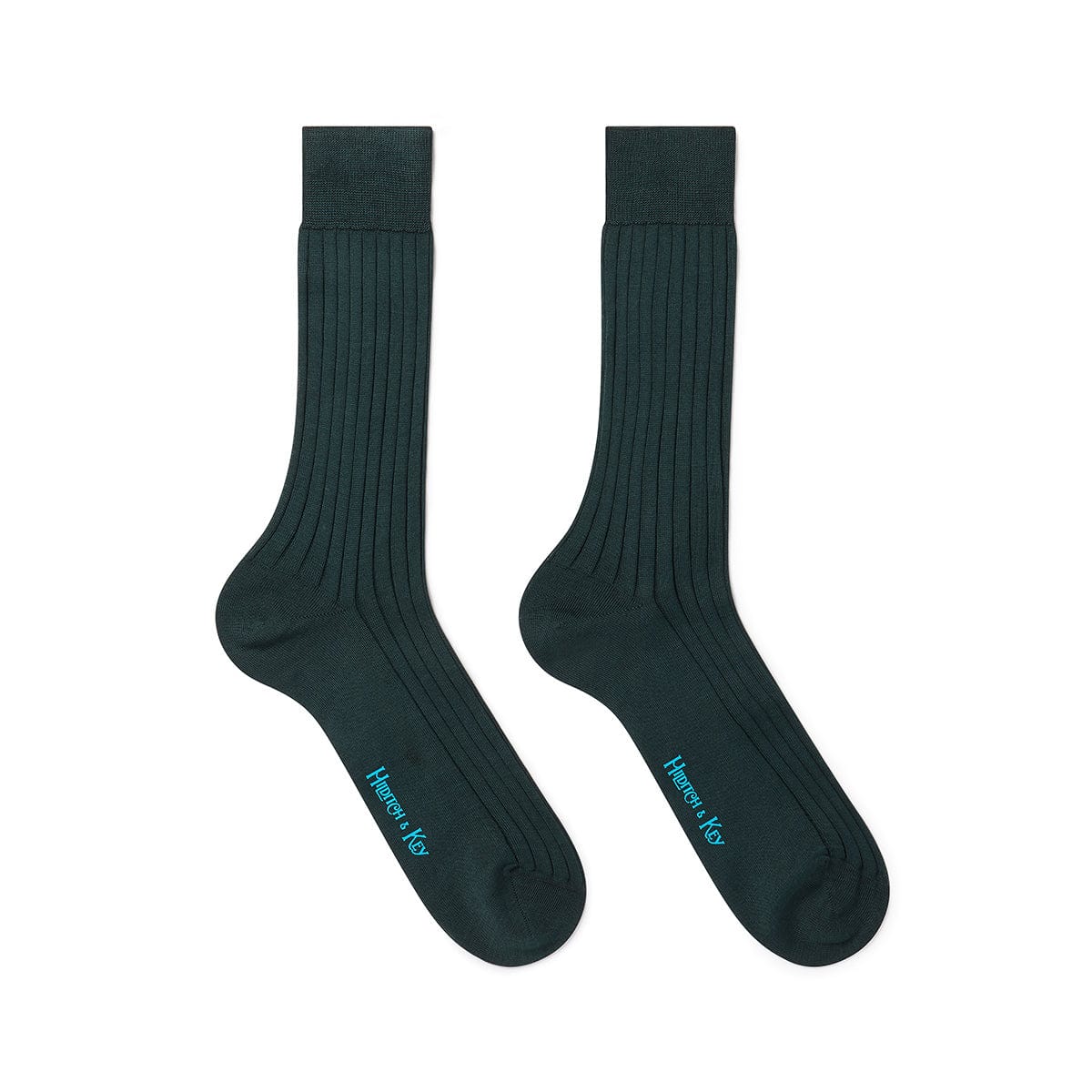 Short Plain Dark Green Cotton Socks