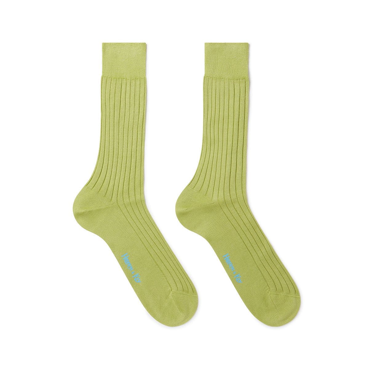 Short Plain Light Green Cotton Socks