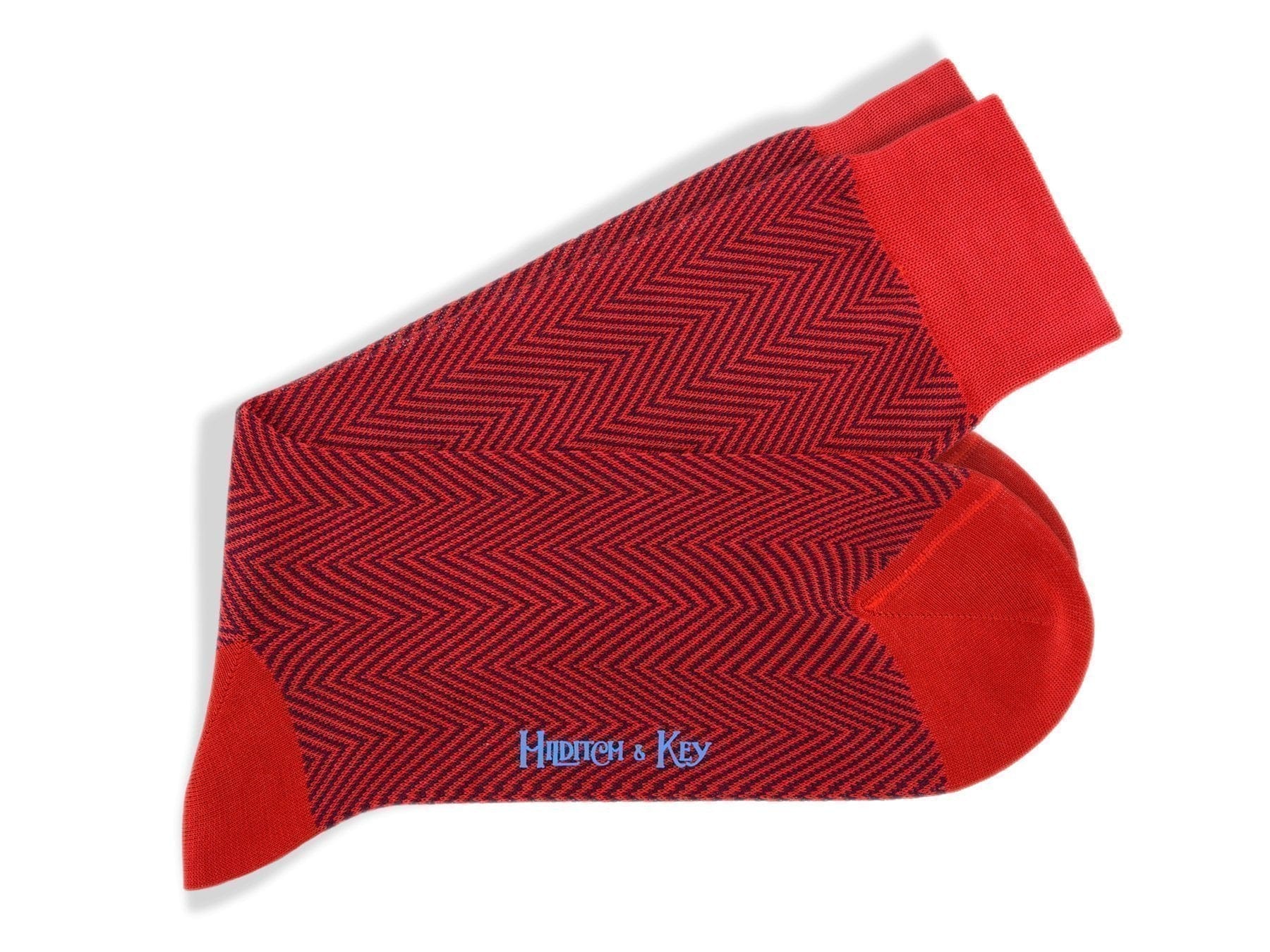 Short Red Herringbone Cotton Socks