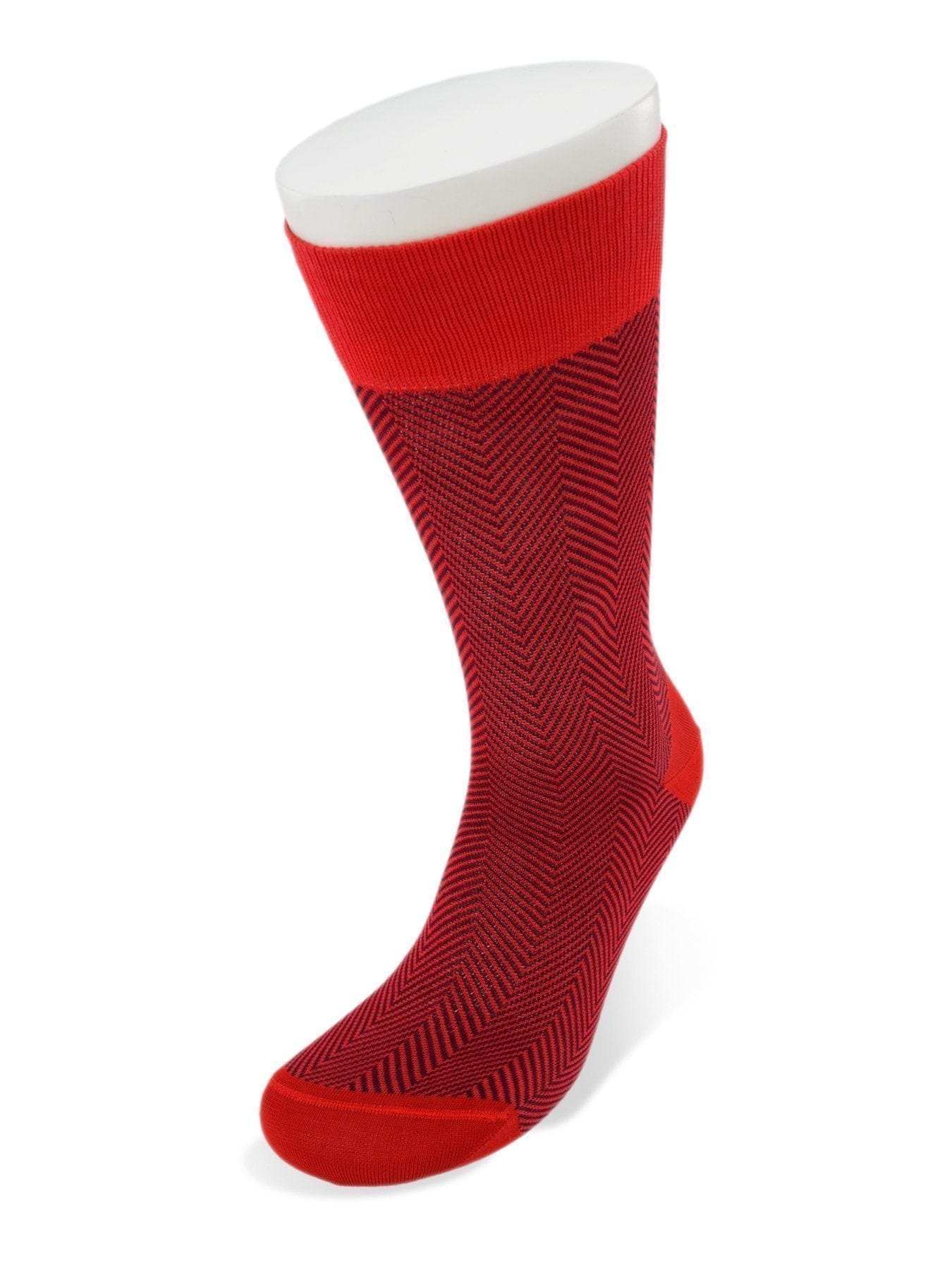 Short Red Herringbone Cotton Socks