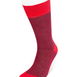Short Red & Navy Houndstooth Cotton Socks