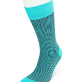 Short Turquoise & Navy Houndstooth Cotton Socks