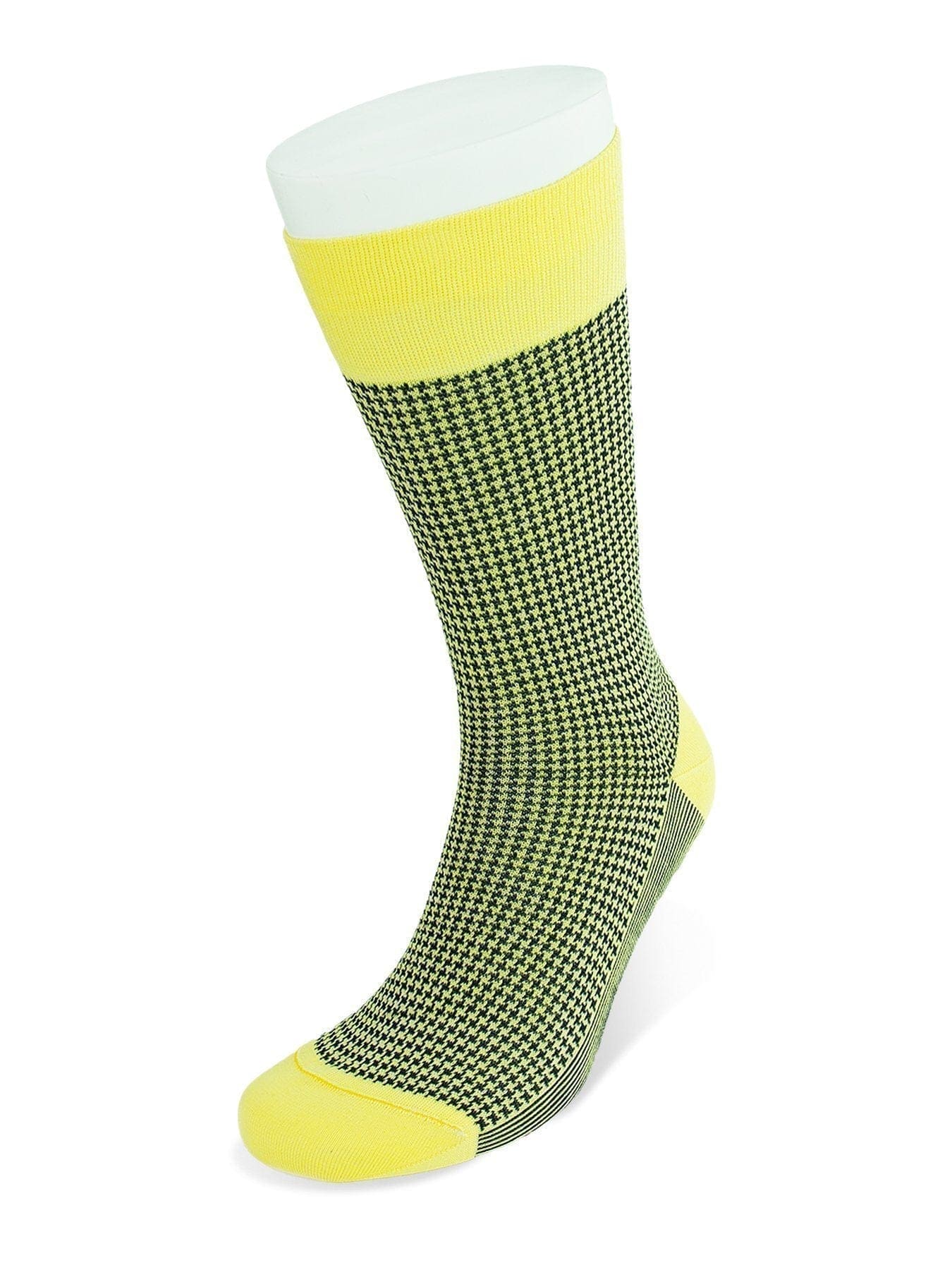 Short Yellow & Navy Houndstooth Cotton Socks