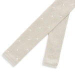 Silver Silk Tie with White Spots