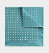 Sky Blue Silk Handkerchief with White Spots