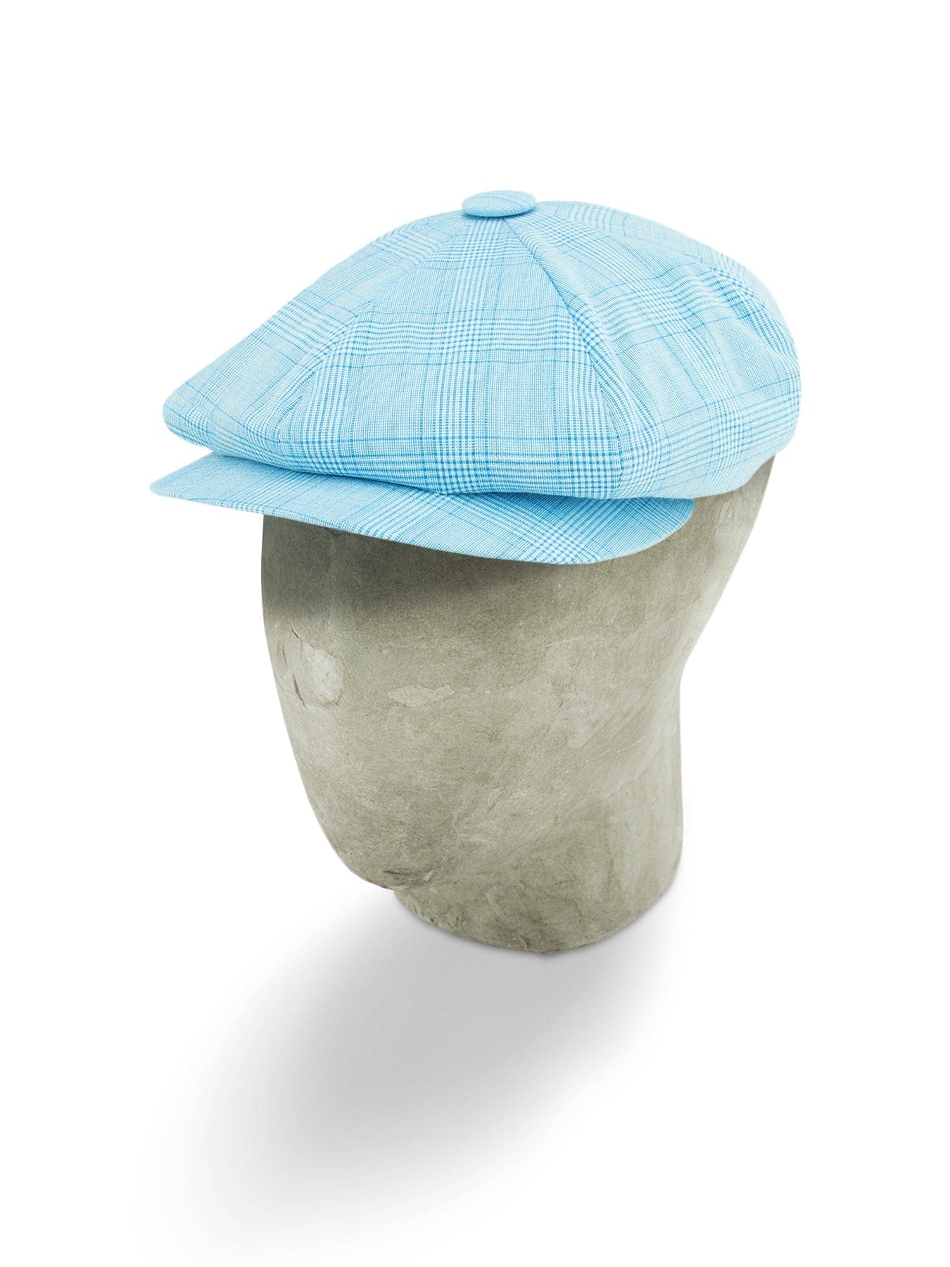 Sky Blue With White Check Cotton & Polyester Mix Gatsby Cap