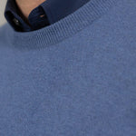 Soft Denim Blue Crew Neck 100% Cashmere Sweater