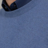 Soft Denim Blue Crew Neck 100% Cashmere Sweater