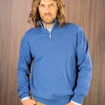 Soft Denim Blue Zip Neck 100% Cashmere Sweater