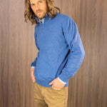 Soft Denim Blue Zip Neck 100% Cashmere Sweater