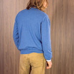 Soft Denim Blue Zip Neck 100% Cashmere Sweater
