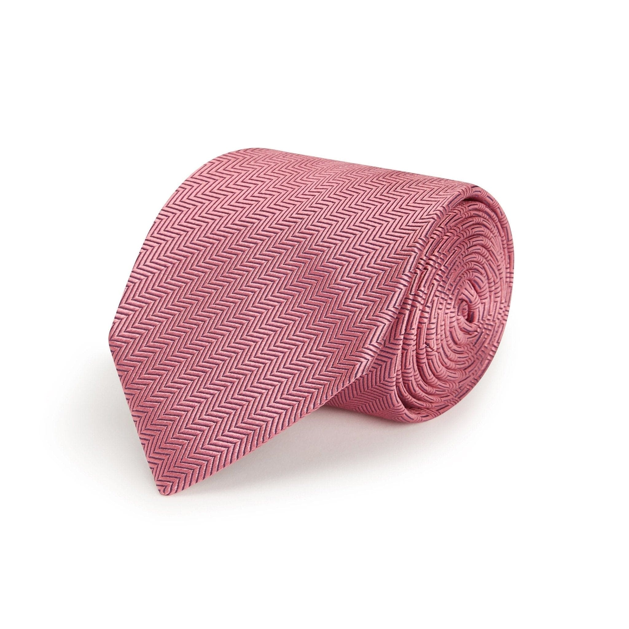 Soft Pink Herringbone Woven Silk Tie