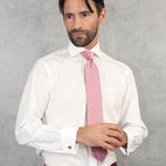 Soft Pink Twill with White Spots Woven Silk Tie