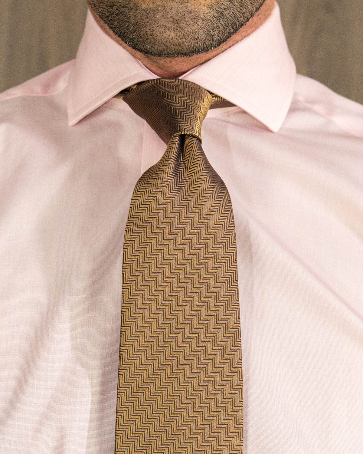 Tan Herringbone Woven Silk Tie