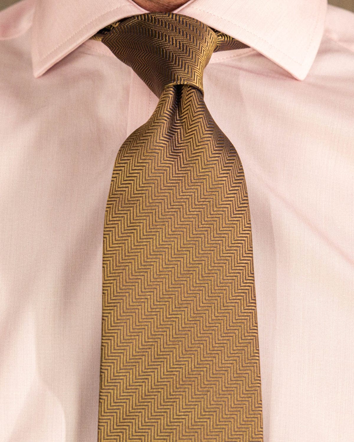 Tan Herringbone Woven Silk Tie