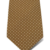 Tan Printed Silk Tie with White Pin Spots