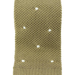 Taupe Knitted Silk Tie with White Spots