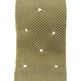 Taupe Knitted Silk Tie with White Spots