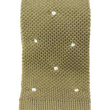 Taupe Knitted Silk Tie with White Spots