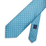 Turquoise Printed Silk Tie with White Medium Spots