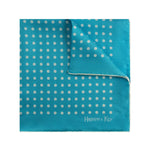 Turquoise Silk Handkerchief with White Spots