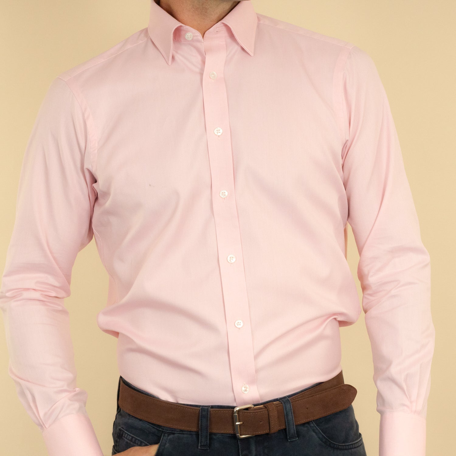 Two Button Cuff Pink Oxford