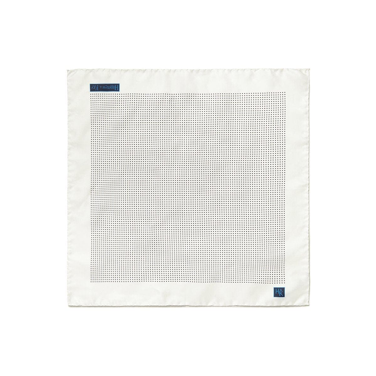 White Silk Handkerchief with Black Pin Spots