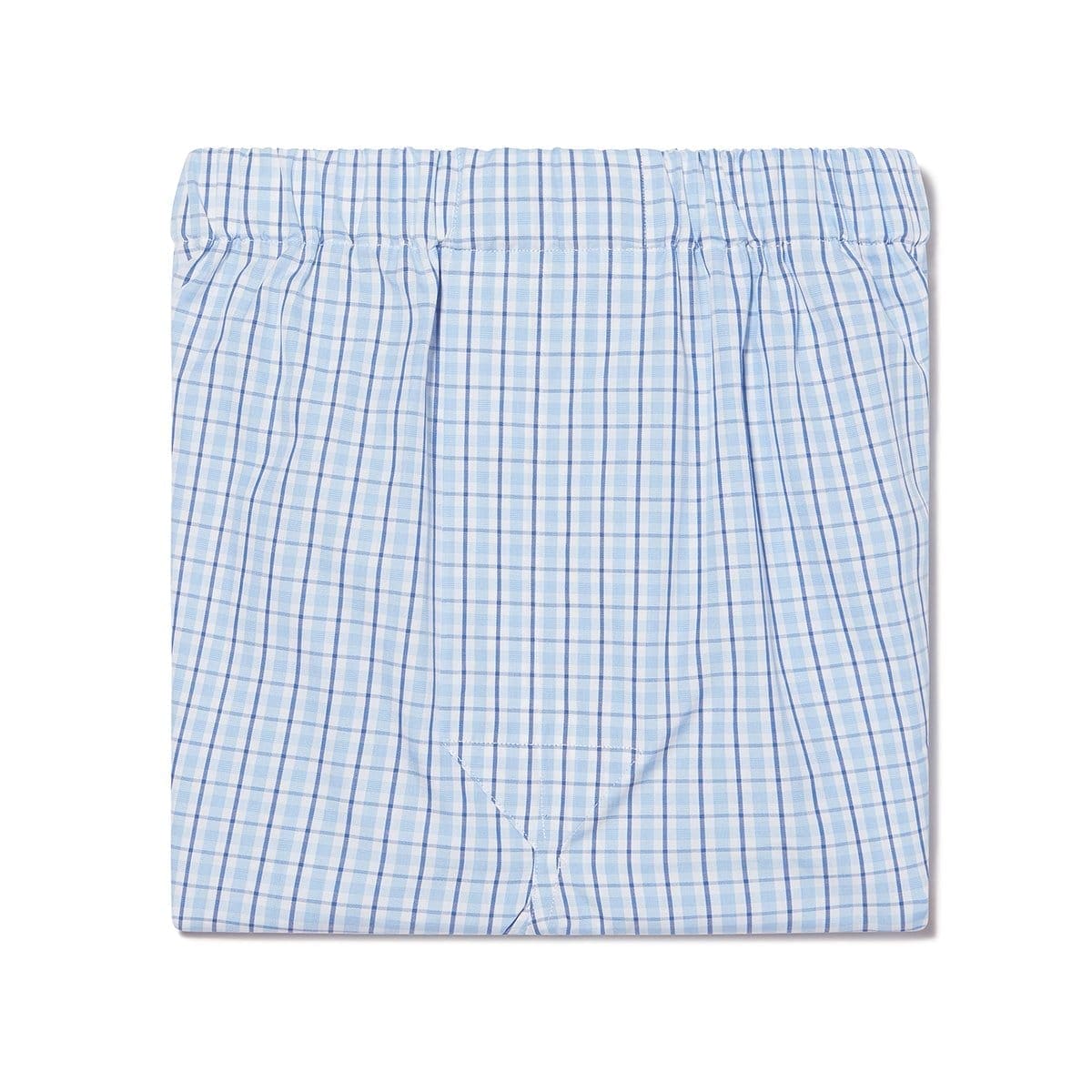 White With Navy Check 100% Cotton Boxer Short