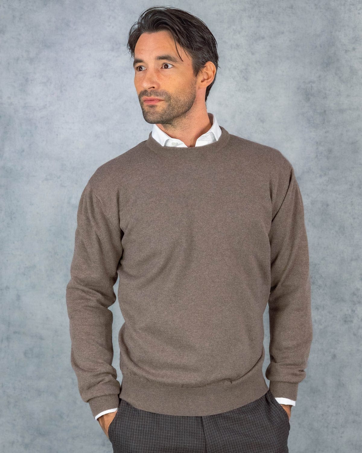 Wildebeest Brown Crew Neck 100% Cashmere Sweater