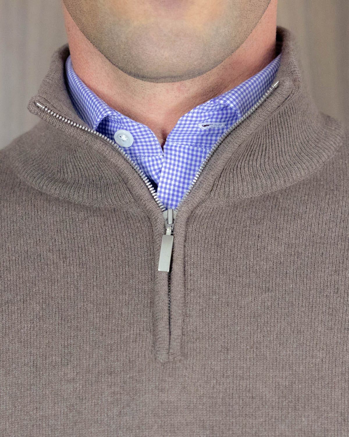 Wildebeest Brown Zip Neck 100% Cashmere Sweater