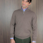 Wildebeest Brown Zip Neck 100% Cashmere Sweater