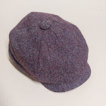 Wine & Grey Plain Weave 100% Wool Made In England Gatsby Cap