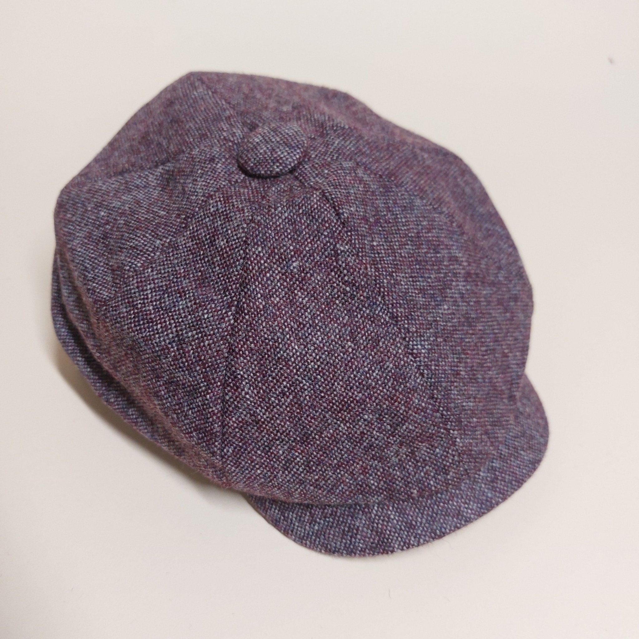 Wine & Grey Plain Weave 100% Wool Made In England Gatsby Cap