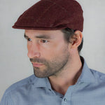 Wine With Gold Overcheck Wool Made In England Flat Cap