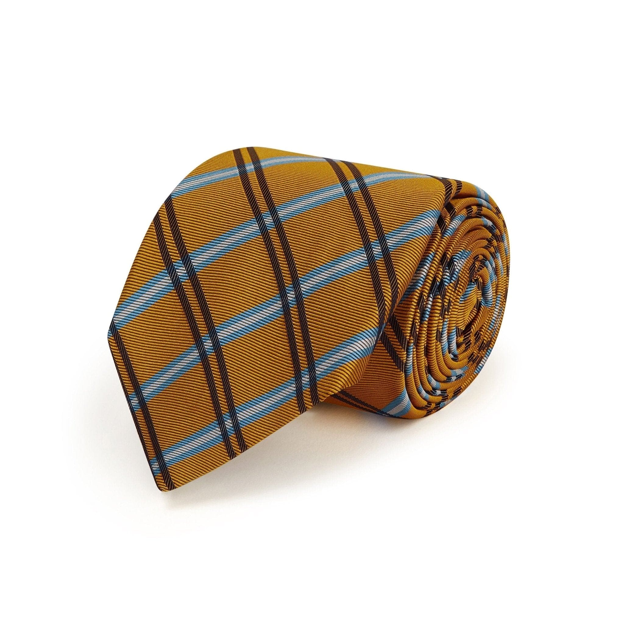 Yellow Large Overchecked Woven Silk Tie