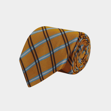 Yellow Large Overchecked Woven Silk Tie