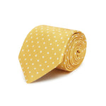 Yellow Printed Silk Tie with White Medium Spots